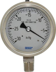 Wika - 2-1/2" Dial, 1/4 Thread, 30-0 Scale Range, Pressure Gauge - Lower Connection Mount, Accurate to 1.5% of Scale - Caliber Tooling