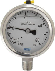 Wika - 2-1/2" Dial, 1/4 Thread, 30-0-60 Scale Range, Pressure Gauge - Lower Connection Mount, Accurate to 1.5% of Scale - Caliber Tooling