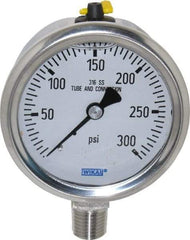 Wika - 2-1/2" Dial, 1/4 Thread, 0-300 Scale Range, Pressure Gauge - Lower Connection Mount, Accurate to 1.5% of Scale - Caliber Tooling