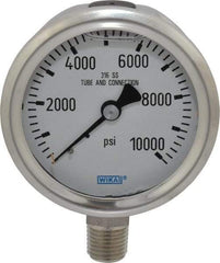 Wika - 2-1/2" Dial, 1/4 Thread, 0-10,000 Scale Range, Pressure Gauge - Lower Connection Mount, Accurate to 1.5% of Scale - Caliber Tooling