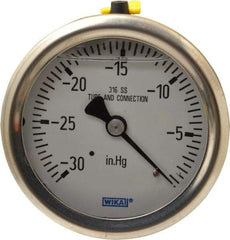 Wika - 2-1/2" Dial, 1/4 Thread, 30-0 Scale Range, Pressure Gauge - Center Back Connection Mount, Accurate to 1.5% of Scale - Caliber Tooling