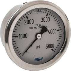 Wika - 2-1/2" Dial, 1/4 Thread, 0-5,000 Scale Range, Pressure Gauge - Center Back Connection Mount, Accurate to 1.5% of Scale - Caliber Tooling