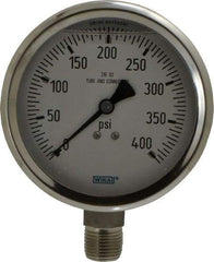 Wika - 4" Dial, 1/2 Thread, 0-400 Scale Range, Pressure Gauge - Lower Connection Mount, Accurate to 1% of Scale - Caliber Tooling