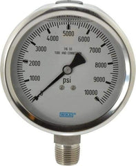 Wika - 4" Dial, 1/2 Thread, 0-10,000 Scale Range, Pressure Gauge - Lower Connection Mount, Accurate to 1% of Scale - Caliber Tooling