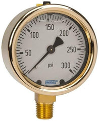 Wika - 2-1/2" Dial, 1/4 Thread, 0-300 Scale Range, Pressure Gauge - Lower Connection Mount, Accurate to 1.5% of Scale - Caliber Tooling