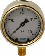 Wika - 2-1/2" Dial, 1/4 Thread, 0-400 Scale Range, Pressure Gauge - Lower Connection Mount, Accurate to 1.5% of Scale - Caliber Tooling