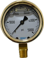 Wika - 2-1/2" Dial, 1/4 Thread, 0-5,000 Scale Range, Pressure Gauge - Lower Connection Mount, Accurate to 1.5% of Scale - Caliber Tooling