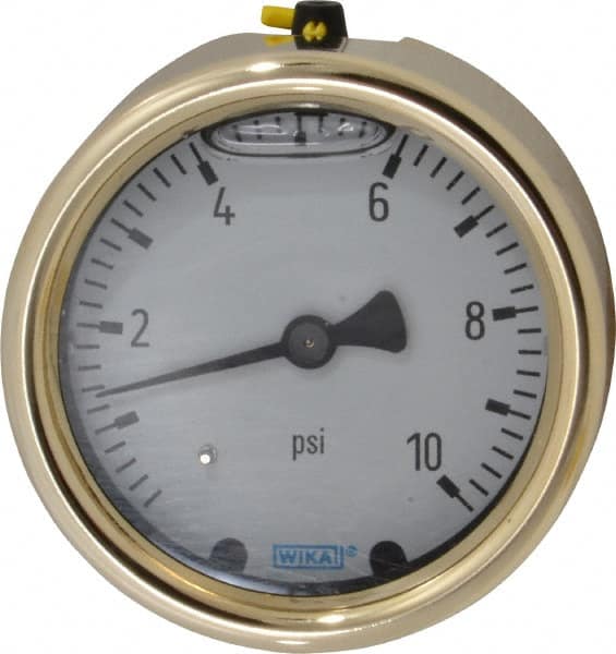 Wika - 2-1/2" Dial, 1/4 Thread, 0-10 Scale Range, Pressure Gauge - Back Connection Mount, Accurate to 1.5% of Scale - Caliber Tooling