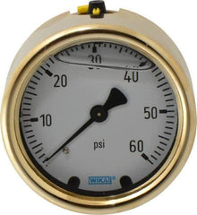 Wika - 2-1/2" Dial, 1/4 Thread, 0-60 Scale Range, Pressure Gauge - Back Connection Mount, Accurate to 1.5% of Scale - Caliber Tooling