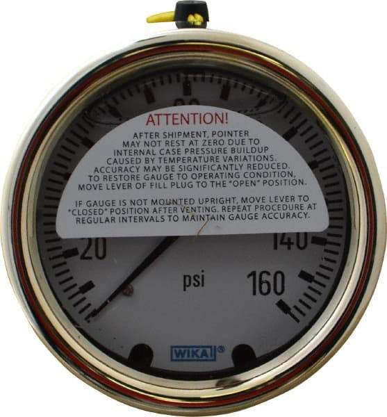 Wika - 2-1/2" Dial, 1/4 Thread, 0-160 Scale Range, Pressure Gauge - Back Connection Mount, Accurate to 1.5% of Scale - Caliber Tooling