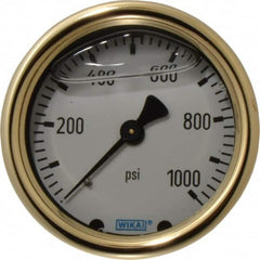 Wika - 2-1/2" Dial, 1/4 Thread, 0-1,000 Scale Range, Pressure Gauge - Back Connection Mount, Accurate to 1.5% of Scale - Caliber Tooling