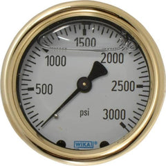 Wika - 2-1/2" Dial, 1/4 Thread, 0-3,000 Scale Range, Pressure Gauge - Back Connection Mount, Accurate to 1.5% of Scale - Caliber Tooling