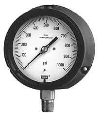 Wika - 4-1/2" Dial, 1/2 Thread, 0-200 Scale Range, Pressure Gauge - Lower Connection, Rear Flange Connection Mount, Accurate to 0.5% of Scale - Caliber Tooling