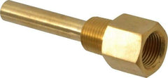 Alloy Engineering - 4 Inch Overall Length, 1/2 Inch Thread, Brass Standard Thermowell - 2-1/2 Inch Insertion Length - Caliber Tooling