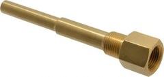 Alloy Engineering - 6 Inch Overall Length, 1/2 Inch Thread, Brass Standard Thermowell - 4-1/2 Inch Insertion Length - Caliber Tooling