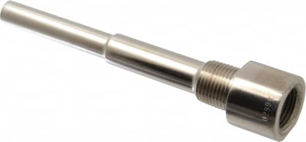 Alloy Engineering - 6 Inch Overall Length, 1/2 Inch Thread, 316 Stainless Steel Standard Thermowell - 4-1/2 Inch Insertion Length - Caliber Tooling