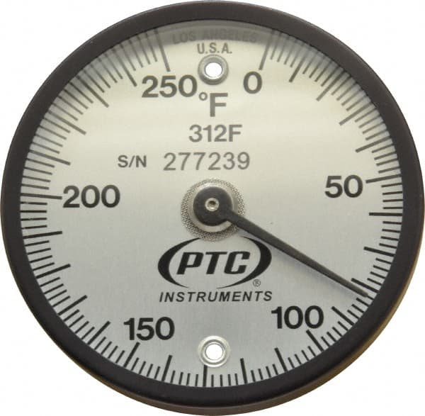 PTC Instruments - 250°F, 2 Inch Dial Diameter, Dual Magnet Mount Thermometer - 2° Division Graduation - Caliber Tooling