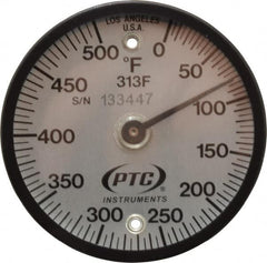 PTC Instruments - 500°F, 2 Inch Dial Diameter, Dual Magnet Mount Thermometer - 5° Division Graduation - Caliber Tooling