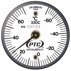 PTC Instruments - -70 to 70°C, 2 Inch Dial Diameter, Dual Magnet Mount Thermometer - 2° Division Graduation - Caliber Tooling