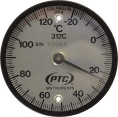 PTC Instruments - -20 to 120°C, 2 Inch Dial Diameter, Dual Magnet Mount Thermometer - 1° Division Graduation - Caliber Tooling