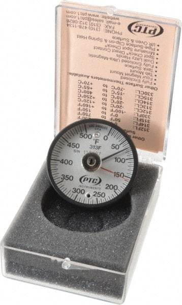 PTC Instruments - 500°F, 2 Inch Dial Diameter, Dual Magnet Mount Thermometer - 5° Division Graduation - Caliber Tooling