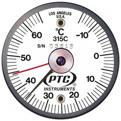 PTC Instruments - -15 to 65°C, 2 Inch Dial Diameter, Dual Magnet Mount Thermometer - 1° Division Graduation - Caliber Tooling