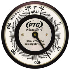 PTC Instruments - -50 to 250°F, 2 Inch Dial Diameter, Pipe Surface Clip On Thermometer - 2° Division Graduation - Caliber Tooling