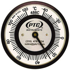 PTC Instruments - -40 to 120°C, 2 Inch Dial Diameter, Pipe Surface Spring Held Thermometer - 2° Division Graduation - Caliber Tooling