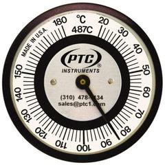 PTC Instruments - 20 to 180°C, 2 Inch Dial Diameter, Pipe Surface Spring Held Thermometer - 2° Division Graduation - Caliber Tooling