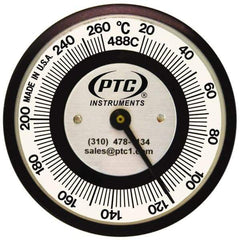 PTC Instruments - 20 to 260°C, 2 Inch Dial Diameter, Pipe Surface Spring Held Thermometer - 5° Division Graduation - Caliber Tooling