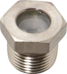 LDI Industries - 7/16" Sight Diam, 3/8" Thread, 0.72" OAL, High Pressure Fused Pipe Thread with Reflector Sight Glass & Flow Sight - 3/4" Head, 1,850 Max psi, 3/8-18 Thread - Caliber Tooling