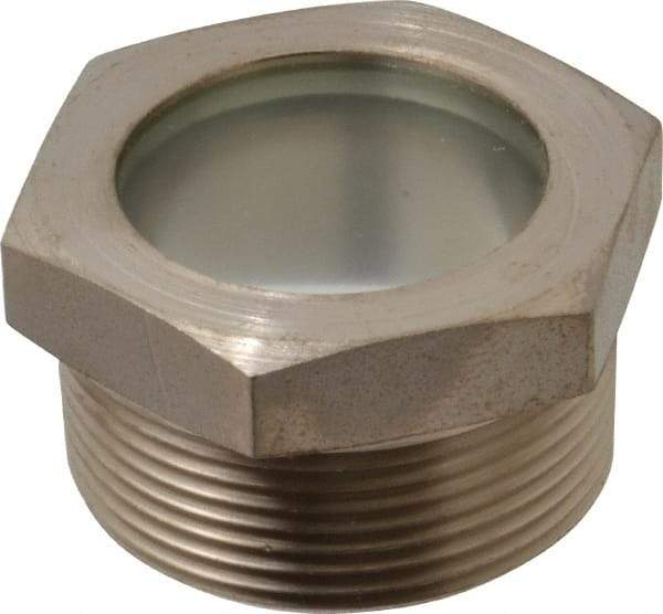 LDI Industries - 1-7/16" Sight Diam, 1-1/2" Thread, 1.22" OAL, High Pressure Fused Pipe Thread, Open View Sight Glass & Flow Sight - 2" Head, 750 Max psi, 1-1/2 to 11-1/2 Thread - Caliber Tooling