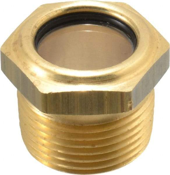 LDI Industries - 3/4" Sight Diam, 3/4" Thread, 1" OAL, Low Pressure Pipe Thread Lube Sight, Open View Sight Glass & Flow Sight - 1-1/8" Head, 10 Max psi, 3/4-14 Thread - Caliber Tooling