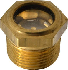 LDI Industries - 3/4" Sight Diam, 3/4" Thread, 1" OAL, Low Pressure Pipe Thread Lube Sight with Reflector Sight Glass & Flow Sight - 1-1/8" Head, 10 Max psi, 3/4-14 Thread - Caliber Tooling