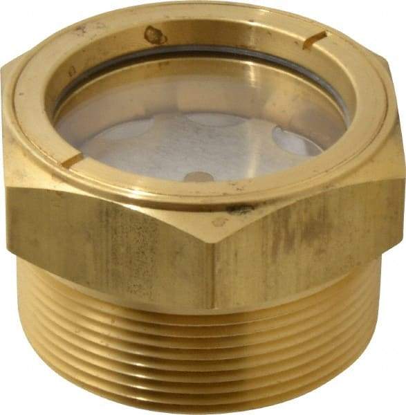 LDI Industries - 1-7/8" Sight Diam, 2" Thread, 1.69" OAL, Low Pressure Pipe Thread Lube Sight with Reflector Sight Glass & Flow Sight - 2-1/2" Head, 2 Max psi, 2 to 11-1/2 Thread - Caliber Tooling