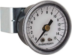 Ashcroft - 1-1/2" Dial, 1/8 Thread, 0-15 Scale Range, Pressure Gauge - Center Back Connection Mount - Caliber Tooling