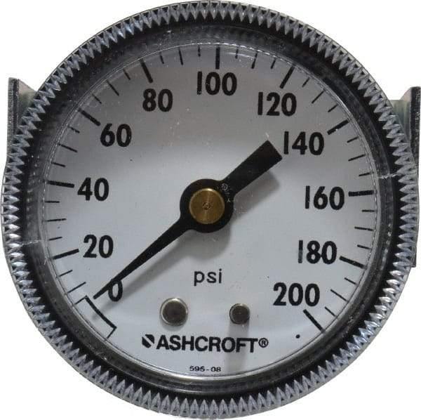 Ashcroft - 2" Dial, 1/4 Thread, 0-200 Scale Range, Pressure Gauge - Center Back Connection Mount - Caliber Tooling