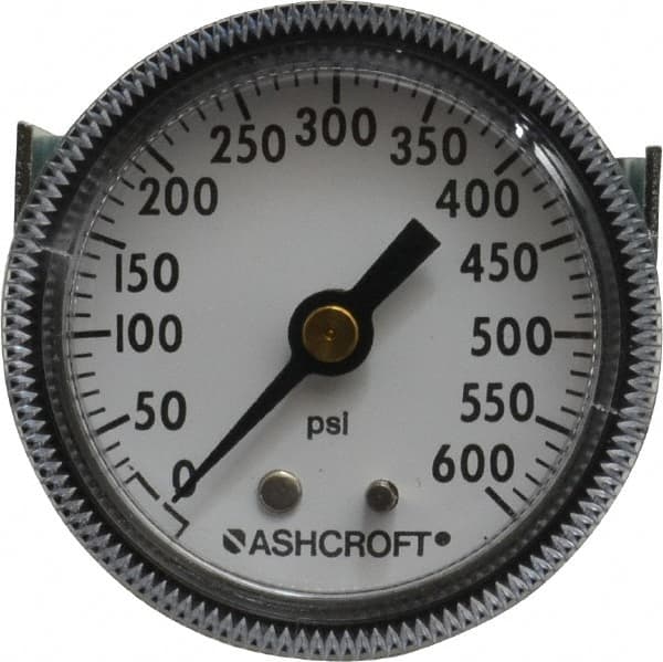 Ashcroft - 2" Dial, 1/4 Thread, 0-600 Scale Range, Pressure Gauge - Center Back Connection Mount - Caliber Tooling