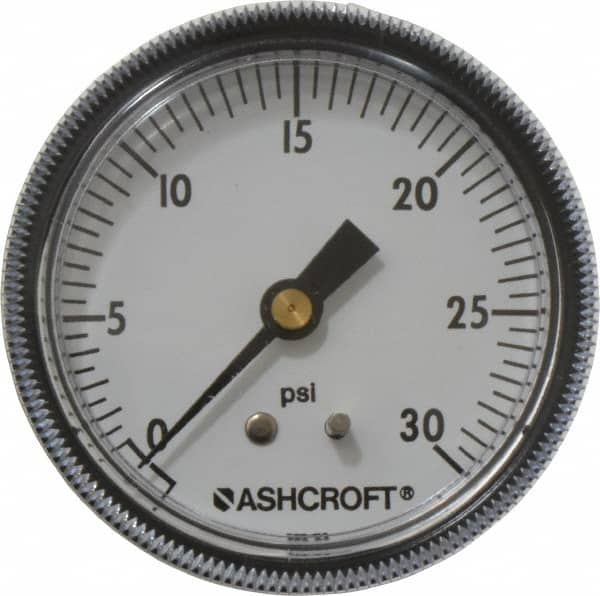 Ashcroft - 2-1/2" Dial, 1/4 Thread, 0-30 Scale Range, Pressure Gauge - Center Back Connection Mount - Caliber Tooling