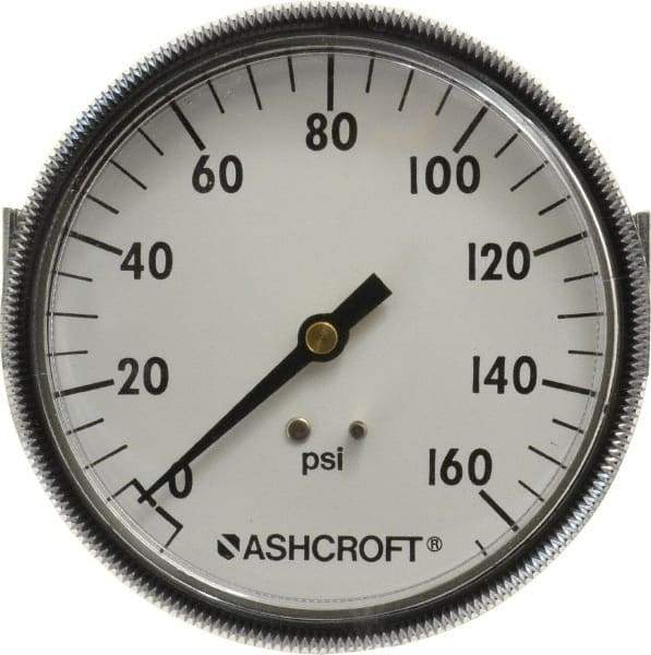 Ashcroft - 3-1/2" Dial, 1/4 Thread, 0-160 Scale Range, Pressure Gauge - Center Back Connection Mount - Caliber Tooling