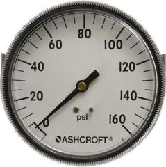 Ashcroft - 3-1/2" Dial, 1/4 Thread, 0-160 Scale Range, Pressure Gauge - Center Back Connection Mount - Caliber Tooling