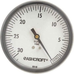 Ashcroft - 3-1/2" Dial, 1/4 Thread, 30-0 Scale Range, Pressure Gauge - Center Back Connection Mount - Caliber Tooling