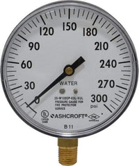 Ashcroft - 3-1/2" Dial, 1/4 Thread, 0-300 Scale Range, Pressure Gauge - Lower Connection Mount - Caliber Tooling