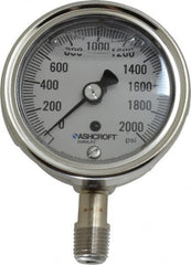 Ashcroft - 2-1/2" Dial, 1/4 Thread, 0-2,000 Scale Range, Pressure Gauge - Lower Connection Mount, Accurate to 1% of Scale - Caliber Tooling