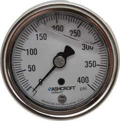 Ashcroft - 2-1/2" Dial, 1/4 Thread, 0-400 Scale Range, Pressure Gauge - Center Back Connection Mount, Accurate to 1% of Scale - Caliber Tooling