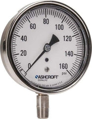 Ashcroft - 3-1/2" Dial, 1/4 Thread, 0-160 Scale Range, Pressure Gauge - Lower Connection Mount, Accurate to 1% of Scale - Caliber Tooling