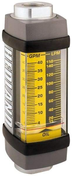 Hedland - 1/2" NPTF Port Oil & Petroleum-Based Liquid Flowmeter - 3000 Max psi, 0.1 to 1 GPM, Anodized Aluminum - Caliber Tooling