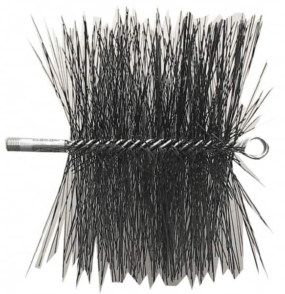 Schaefer Brush - 8" Square, Dense Steel Wire Chimney Brush - 1/4" NPSM Male Connection - Caliber Tooling