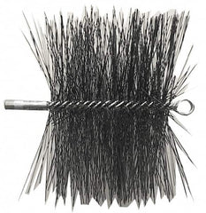 Schaefer Brush - 8" Square, Dense Steel Wire Chimney Brush - 1/4" NPSM Male Connection - Caliber Tooling