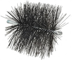 Schaefer Brush - 6", Square, Tempered Steel Wire Chimney Brush - 1/4" NPSM Male Connection - Caliber Tooling